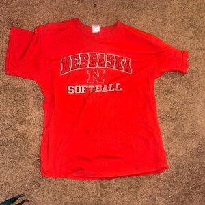 red Nebraska softball vintage T-shirt size large no holes no rips